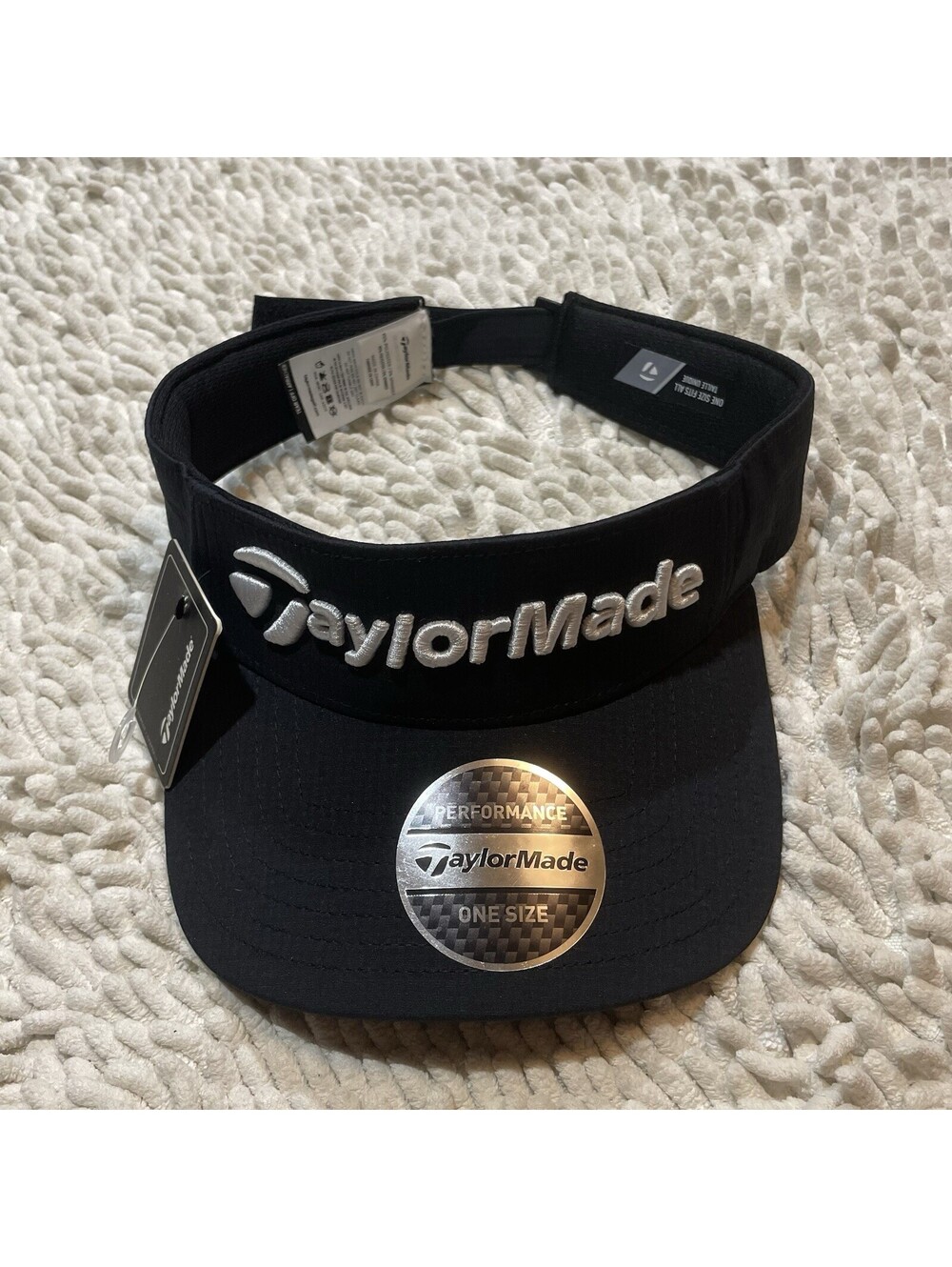 NWT TaylorMade Performance Radar Black Adjustable Golf Visor One Size